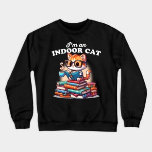 I'm an Indoor Cat Reading Books Crewneck Sweatshirt